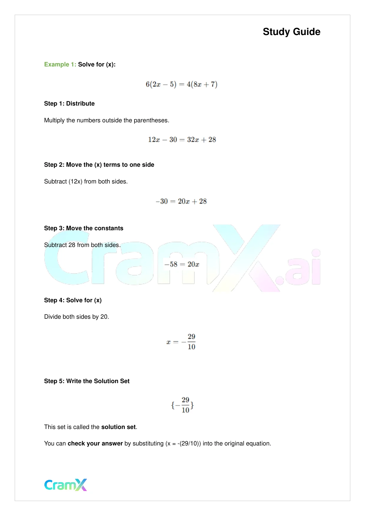 Algebra II - Linear Sentences in One Variable - Page 3 preview image