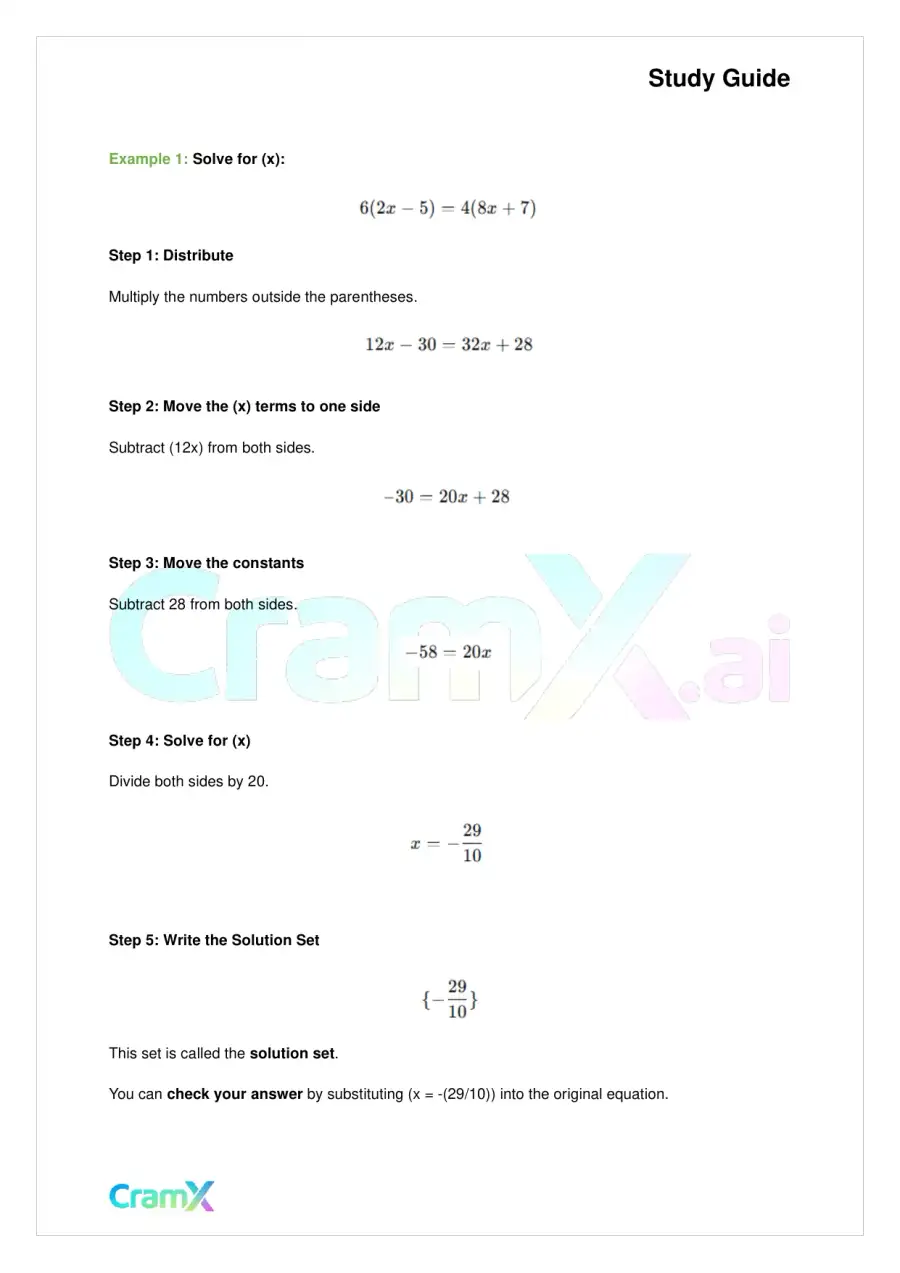 Algebra II - Linear Sentences in One Variable, page 3