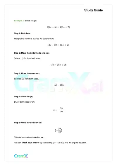 Algebra II - Linear Sentences in One Variable - Page 3 preview image
