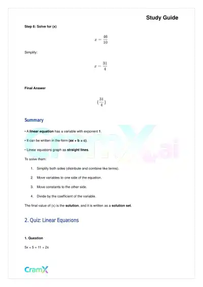 Algebra II - Linear Sentences in One Variable - Page 5 preview image