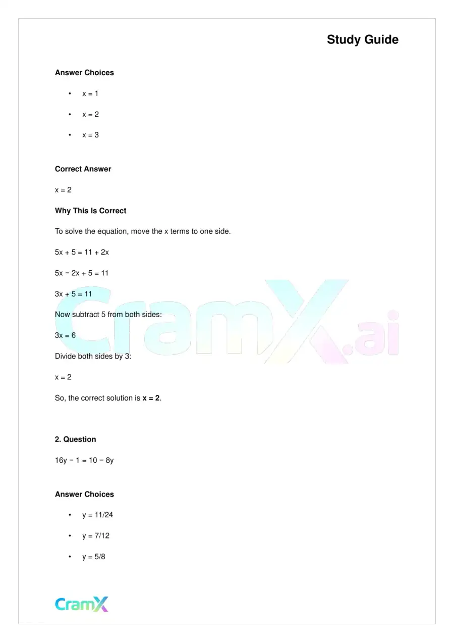Algebra II - Linear Sentences in One Variable, page 6