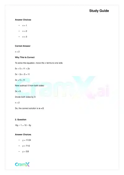 Algebra II - Linear Sentences in One Variable - Page 6 preview image