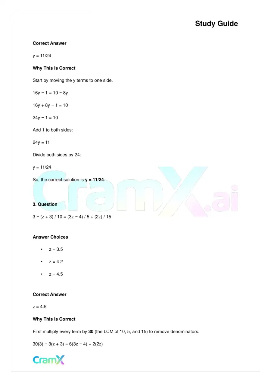 Algebra II - Linear Sentences in One Variable, page 7