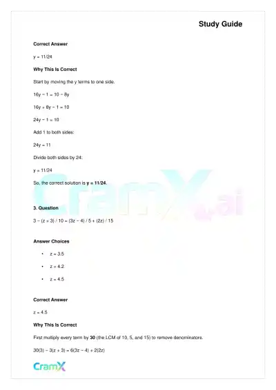 Algebra II - Linear Sentences in One Variable - Page 7 preview image