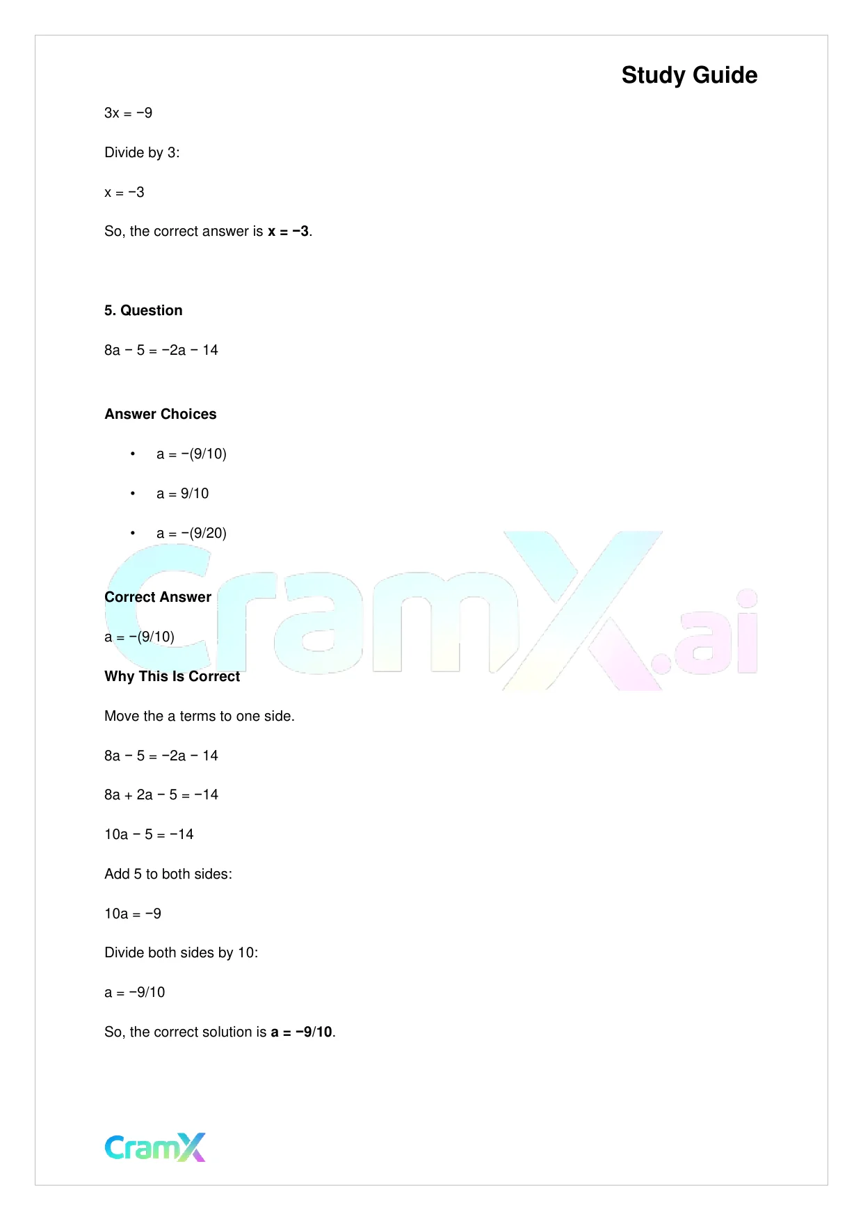 Algebra II - Linear Sentences in One Variable - Page 9 preview image
