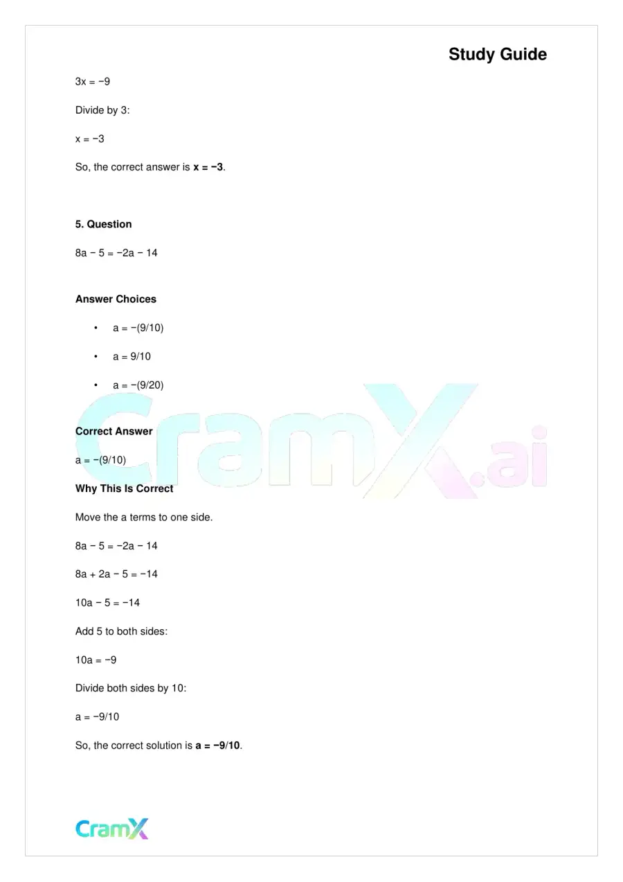 Algebra II - Linear Sentences in One Variable, page 9