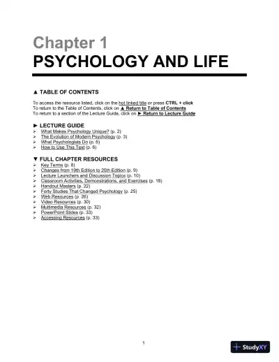 Lecture Notes For Psychology And Life, 20th Edition - Page 1 preview image