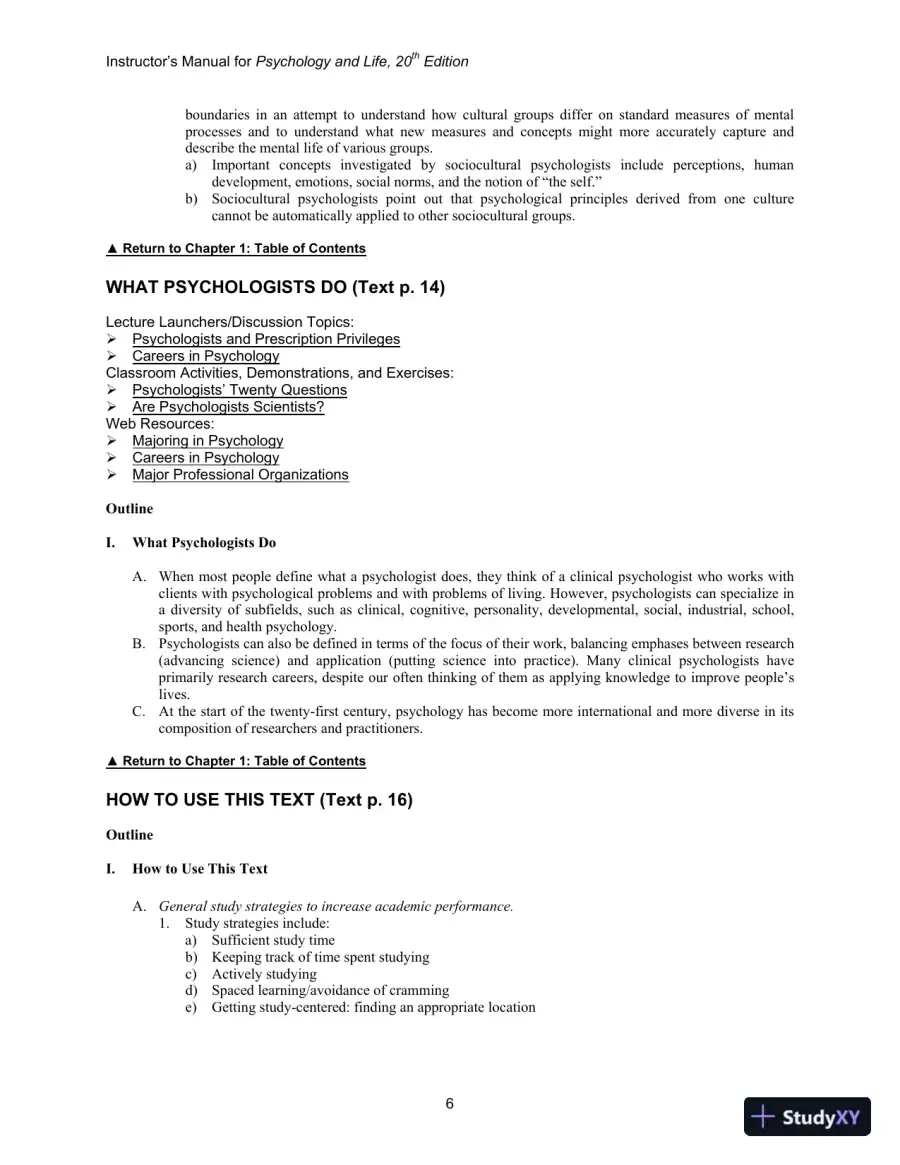 Lecture Notes For Psychology And Life, 20th Edition, page 7