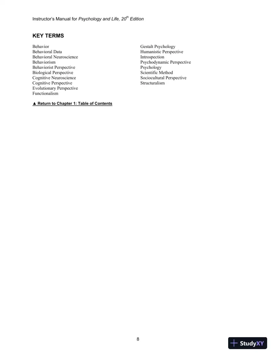 Lecture Notes For Psychology And Life, 20th Edition, page 9
