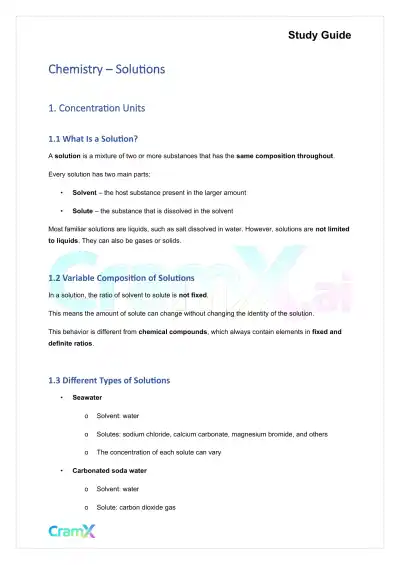 Chemistry - Solutions - Page 1 preview image