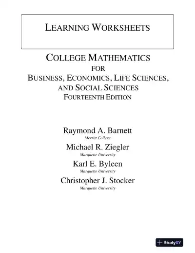 Solution Manual for College Mathematics for Business, Economics, Life Sciences, and Social Sciences, 14th Edition - Page 1 preview image