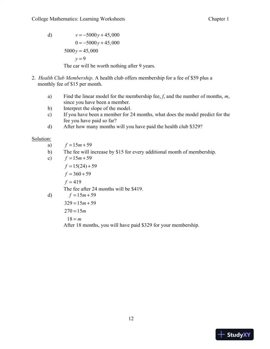 Solution Manual for College Mathematics for Business, Economics, Life Sciences, and Social Sciences, 14th Edition, page 15
