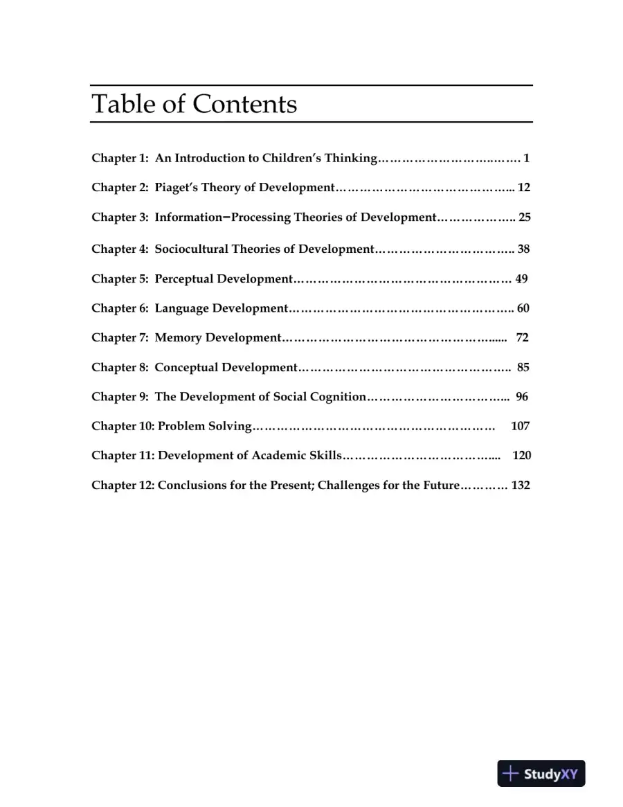 Test Bank for Childrens Thinking: What Develops? , 1st Edition, page 3
