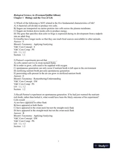 Test Bank For Biological Science 6th Edition Test Bank - Page 1 preview image