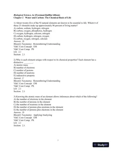 Test Bank For Biological Science 6th Edition Test Bank - Page 16 preview image