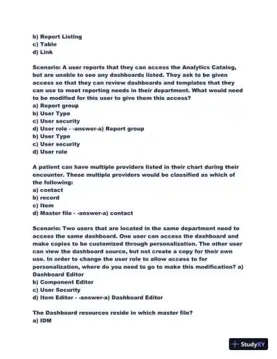 2023-2024 COG170 Cogito Epic Training Fundamentals Practice Exam with Answers (198 Solved Questions) - Page 10 preview image