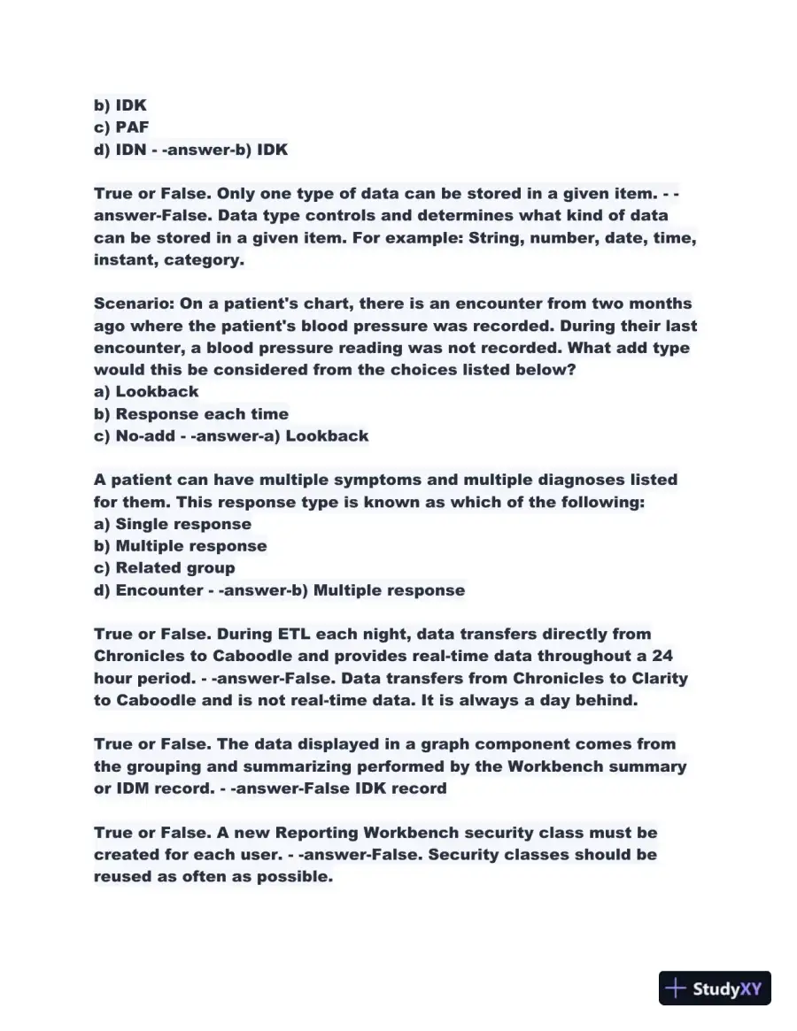 2023-2024 COG170 Cogito Epic Training Fundamentals Practice Exam with Answers (198 Solved Questions), page 11