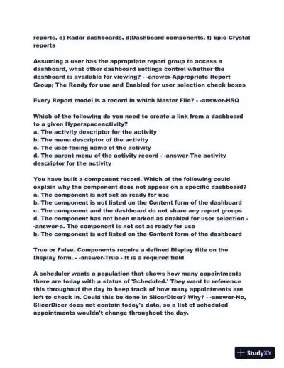 2023-2024 COG170 Cogito Epic Training Fundamentals Practice Exam with Answers (198 Solved Questions) - Page 5 preview image