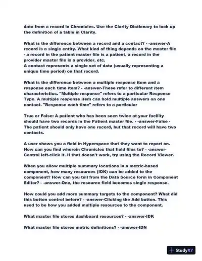 2023-2024 COG170 Cogito Epic Training Fundamentals Practice Exam with Answers (198 Solved Questions) - Page 7 preview image