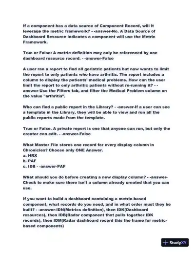 2023-2024 COG170 Cogito Epic Training Fundamentals Practice Exam with Answers (198 Solved Questions) - Page 8 preview image