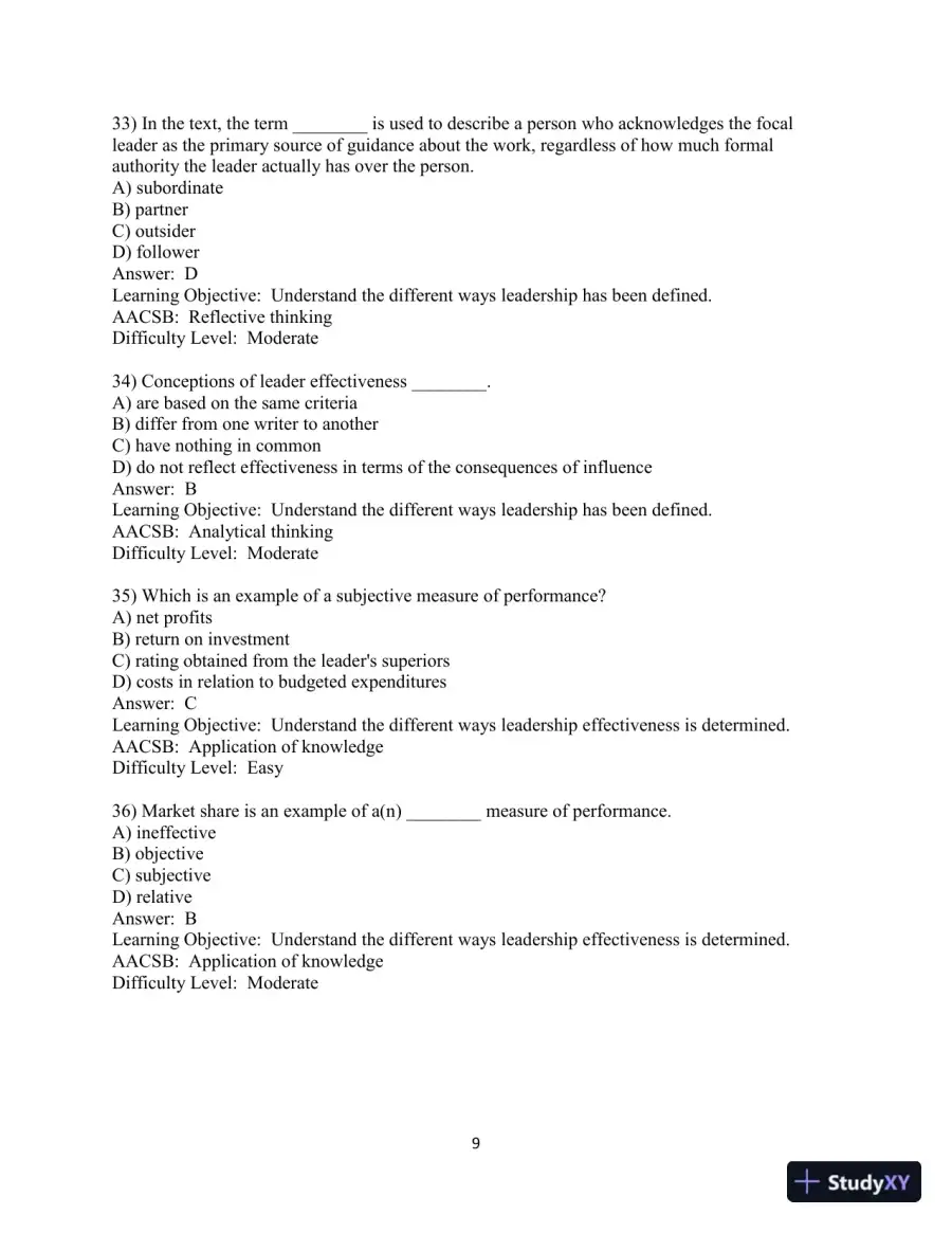 Test Bank for Leadership in Organizations, 9th Edition, page 10