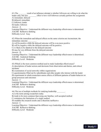 Test Bank for Leadership in Organizations, 9th Edition - Page 12 preview image