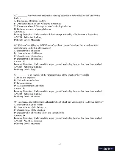 Test Bank for Leadership in Organizations, 9th Edition - Page 13 preview image