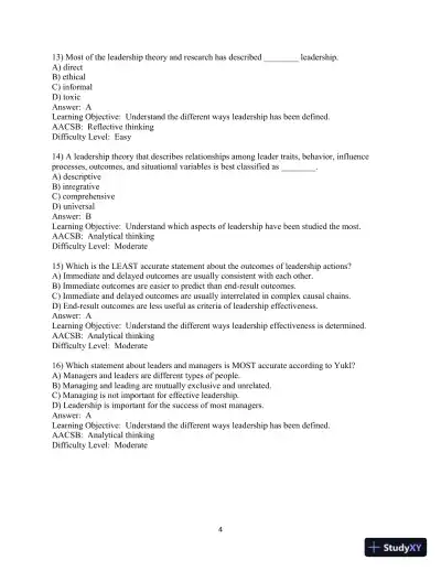 Test Bank for Leadership in Organizations, 9th Edition - Page 5 preview image