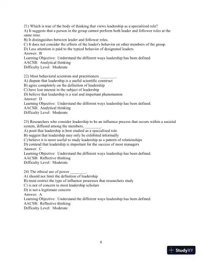 Test Bank for Leadership in Organizations, 9th Edition - Page 7 preview image