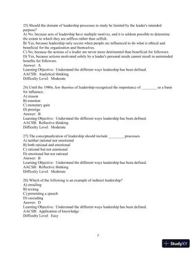 Test Bank for Leadership in Organizations, 9th Edition - Page 8 preview image