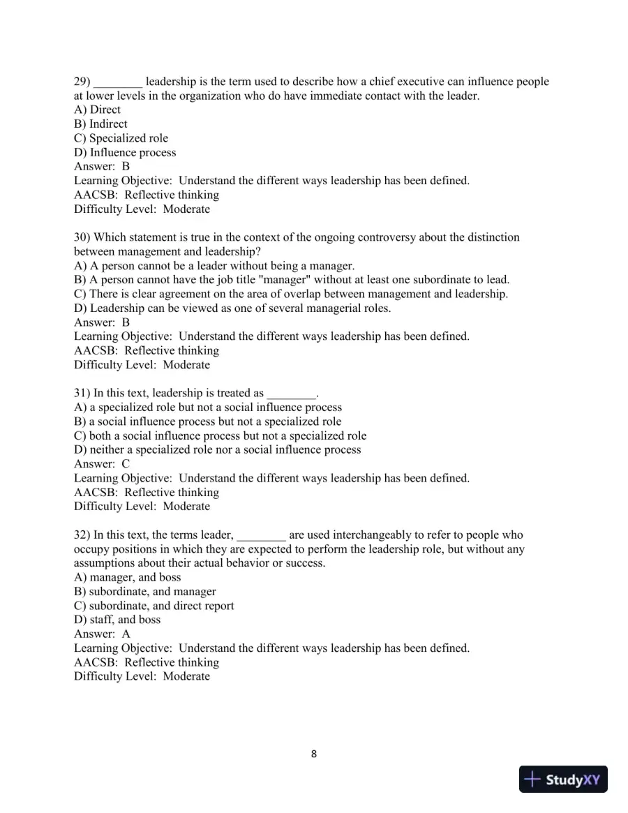 Test Bank for Leadership in Organizations, 9th Edition, page 9