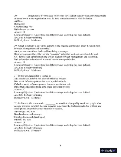 Test Bank for Leadership in Organizations, 9th Edition - Page 9 preview image