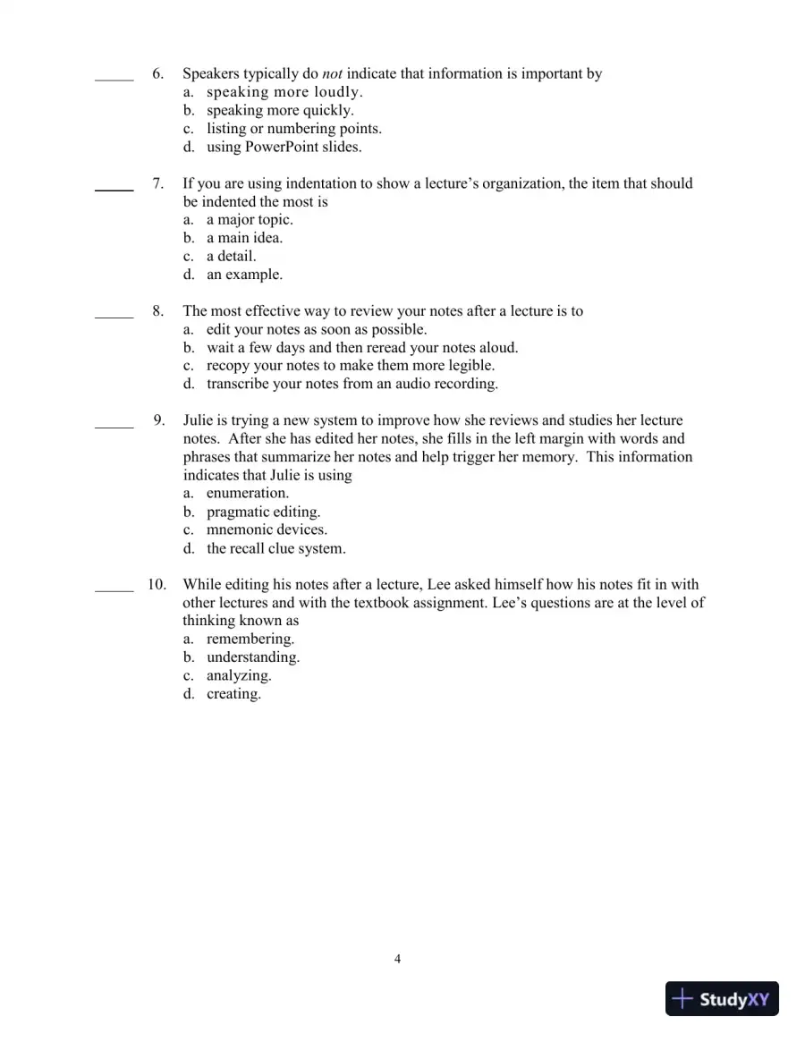 Test Bank for College Reading and Study Skills, 14th Edition, page 11