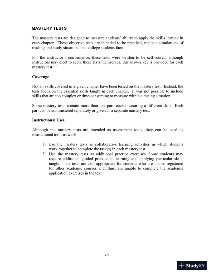 Test Bank for College Reading and Study Skills, 14th Edition, page 6