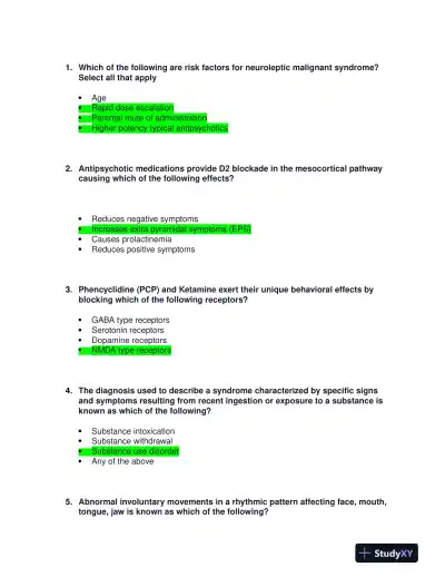 NRNP6675 Neurology Week 6 Midterm Exam With Answers (100 Solved Questions) - Page 1 preview image