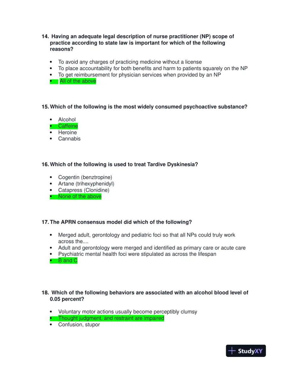NRNP6675 Neurology Week 6 Midterm Exam With Answers (100 Solved Questions), page 5