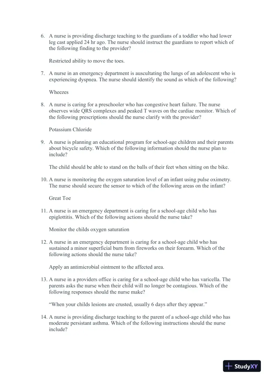 2024-2025 ATI Nursing Care Of Child Practice Exam with Answers (73 Solved Questions), page 3