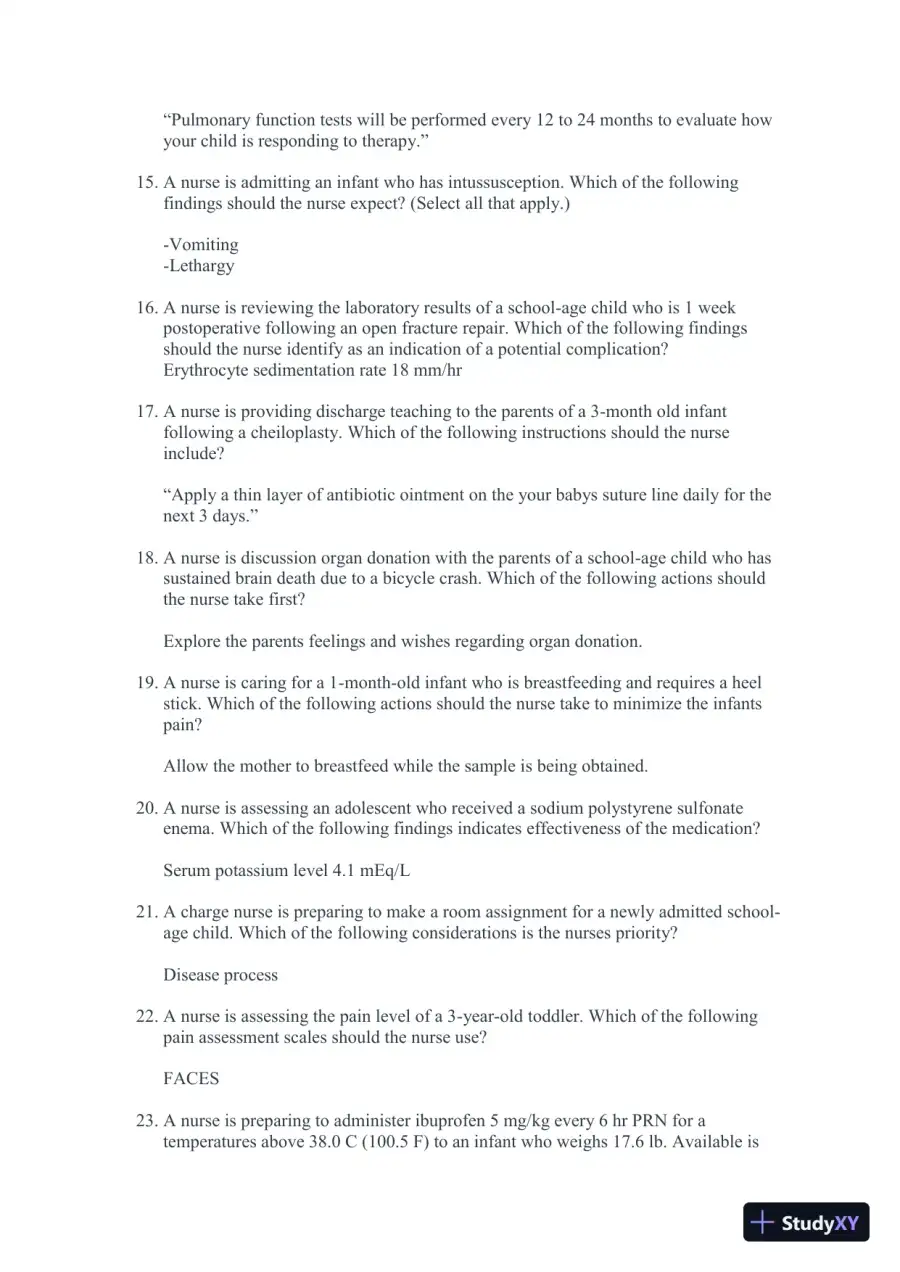 2024-2025 ATI Nursing Care Of Child Practice Exam with Answers (73 Solved Questions), page 4