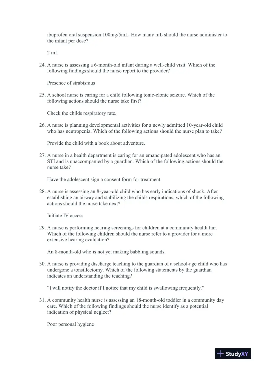2024-2025 ATI Nursing Care Of Child Practice Exam with Answers (73 Solved Questions), page 5