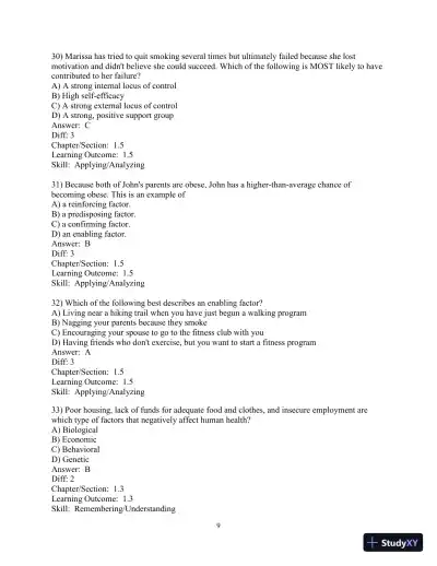 Test Bank for Access To Health, 15th Edition - Page 10 preview image