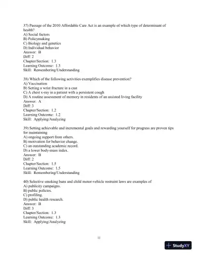 Test Bank for Access To Health, 15th Edition - Page 12 preview image