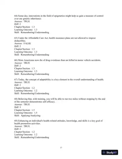 Test Bank for Access To Health, 15th Edition - Page 18 preview image