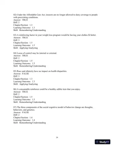 Test Bank for Access To Health, 15th Edition - Page 21 preview image