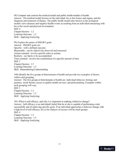 Test Bank for Access To Health, 15th Edition - Page 24 preview image