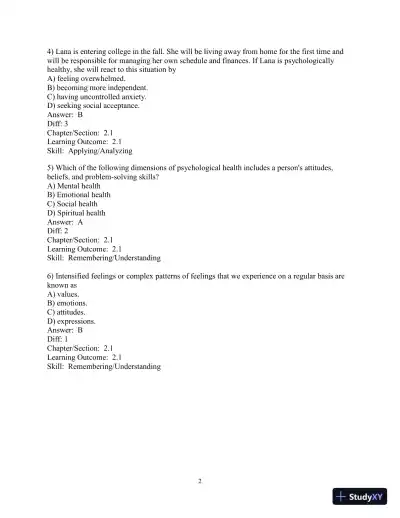 Test Bank for Access To Health, 15th Edition - Page 27 preview image