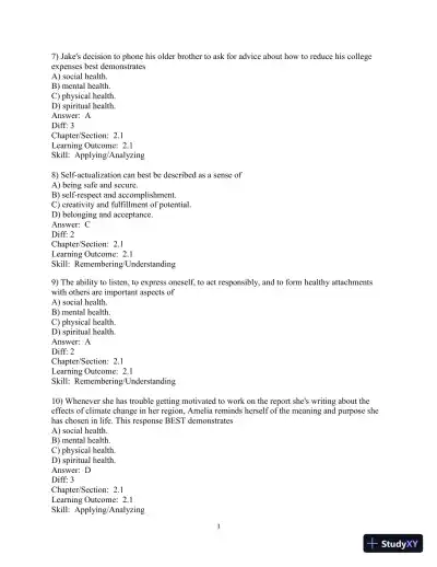 Test Bank for Access To Health, 15th Edition - Page 28 preview image