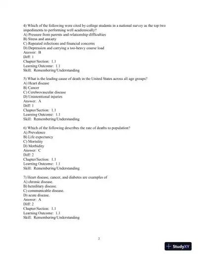 Test Bank for Access To Health, 15th Edition - Page 3 preview image