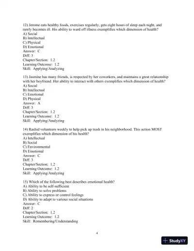 Test Bank for Access To Health, 15th Edition - Page 5 preview image
