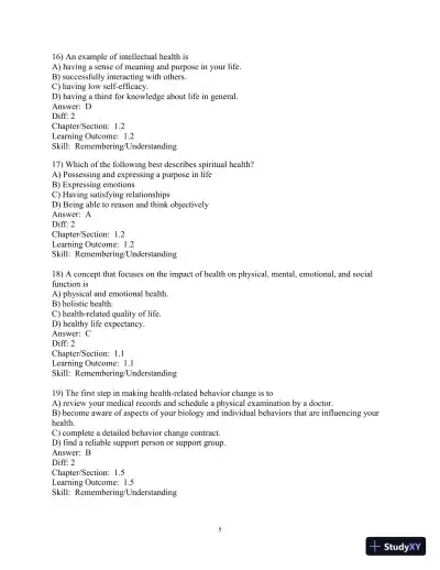 Test Bank for Access To Health, 15th Edition - Page 6 preview image