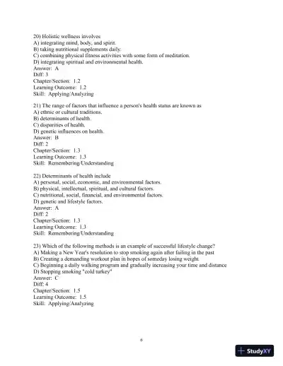 Test Bank for Access To Health, 15th Edition - Page 7 preview image